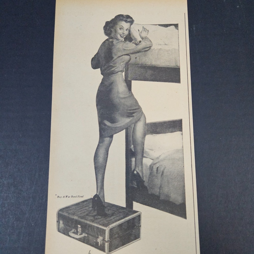 1945 Samsonite Streamlite Luggage Vintage Print Ad Buy War Bond First Sexy Lady